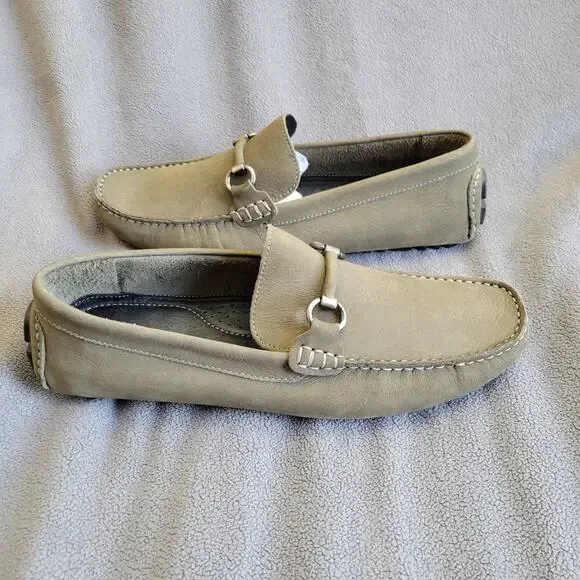 NORDSTROM RACK Shoes Loafers Mens 10M Beige Leather Buckle Slip On M23320 - Picture 8 of 12